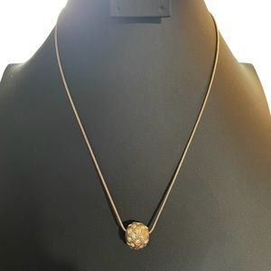 24KGB Pave Crystal Ball Charm Pendant Snake Chain Necklace 24 Karat Gold Bonding